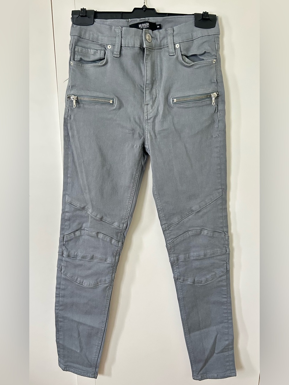 Hudson Jeans Light Gray Moto Skinny Jeans